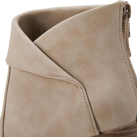 Women's Faux Leather Ankle Boots 6.5 Chunky Heel Slip On Zipper Casual - Picture 3 of 5